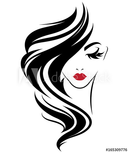 423x500 Women Long Hair Style Icon, Logo Women On White Background