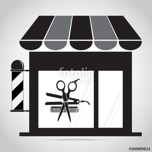 500x500 Hair Salon, Barber Shop With Scissors, Comb Icon, Curling Iron