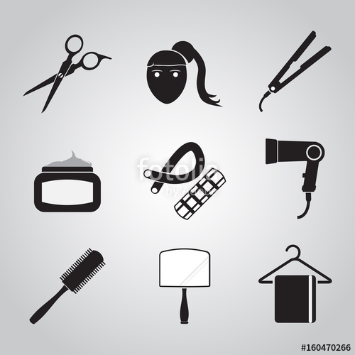 500x500 Hair Salon Icon, Barber Shop Icon Set Stock Image And Royalty