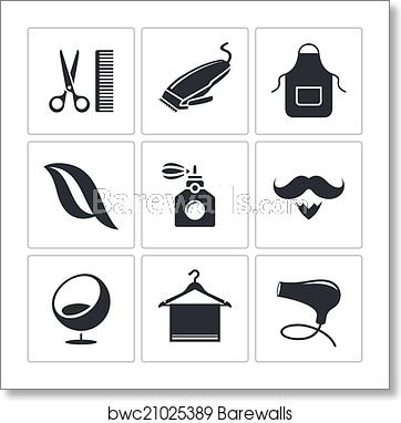 362x382 Hair Salon Icon Set, Art Print Barewalls Posters Prints