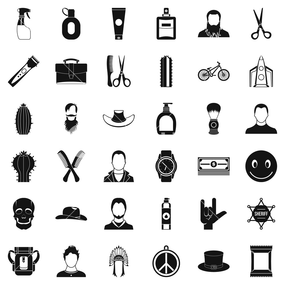 1000x1000 Hair Salon Icons Set Simple Style Of Hair Salon Vector Icons