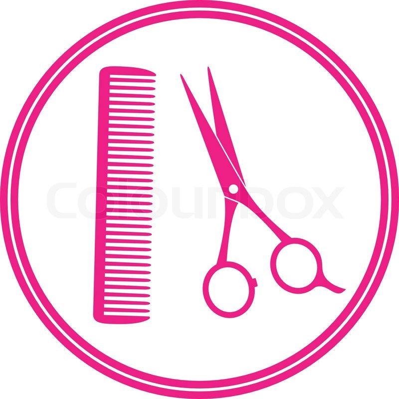 800x800 Round Icon Of Hair Salon With Scissors Stock Vector Colourbox