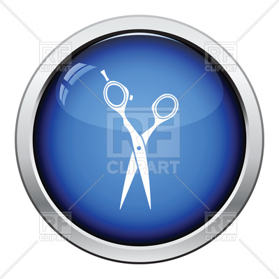 400x400 Glossy Button Design Of Hair Scissors Icon Vector Image Of Icons