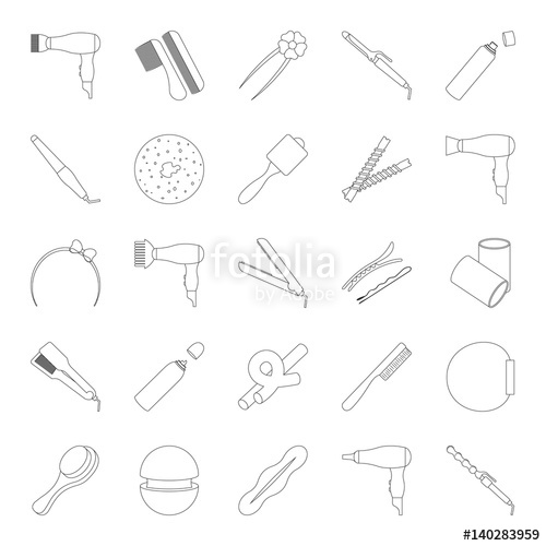 500x500 Hair Styling Accessories Icon Set Stock Image And Royalty Free