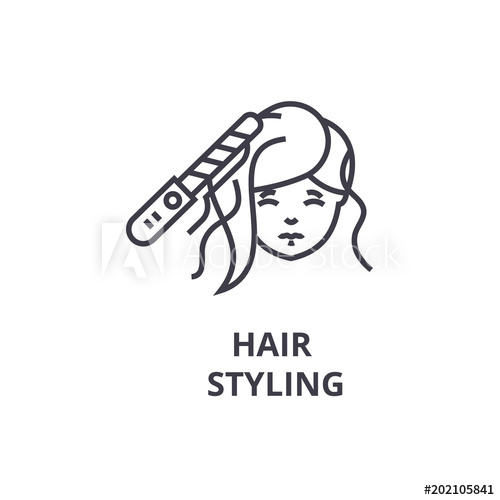 500x500 Hair Styling Thin Line Icon, Sign, Symbol, Illustation, Linear