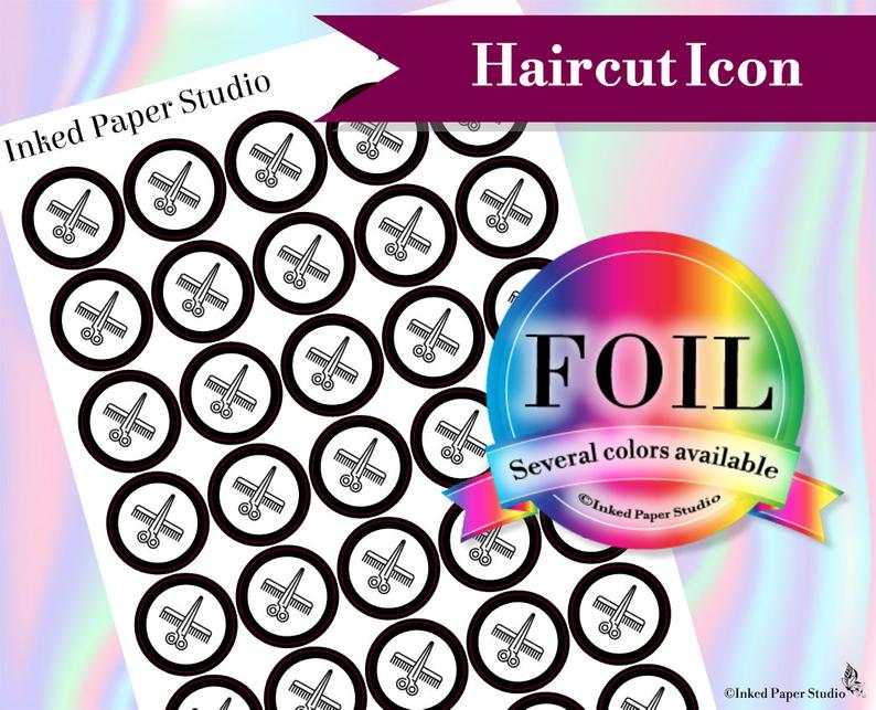 794x643 Haircut Icon Stickers Foiled Stickers Self Care Salon Etsy