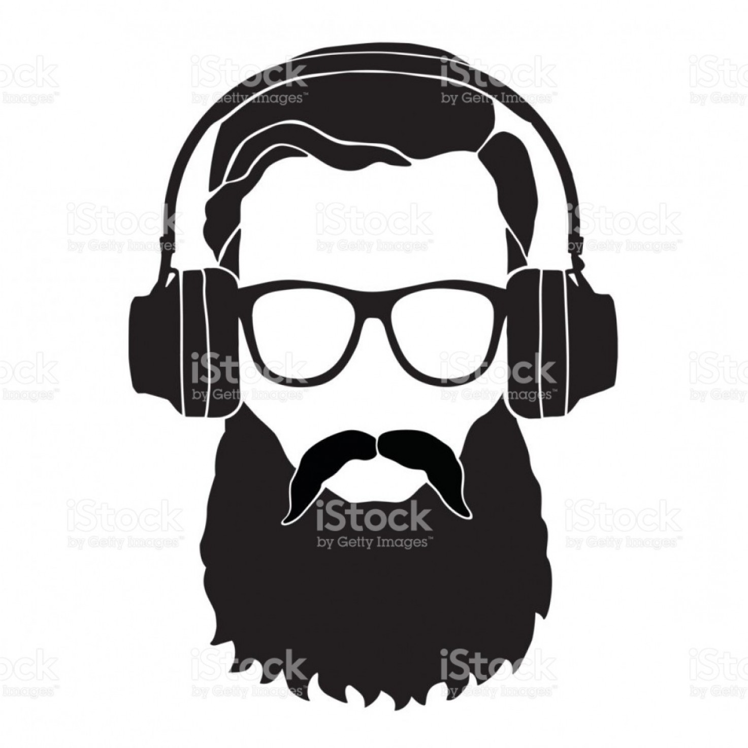 1473x1473 Man In Sunglasses And Headphones Style Haircut And Beard Vector