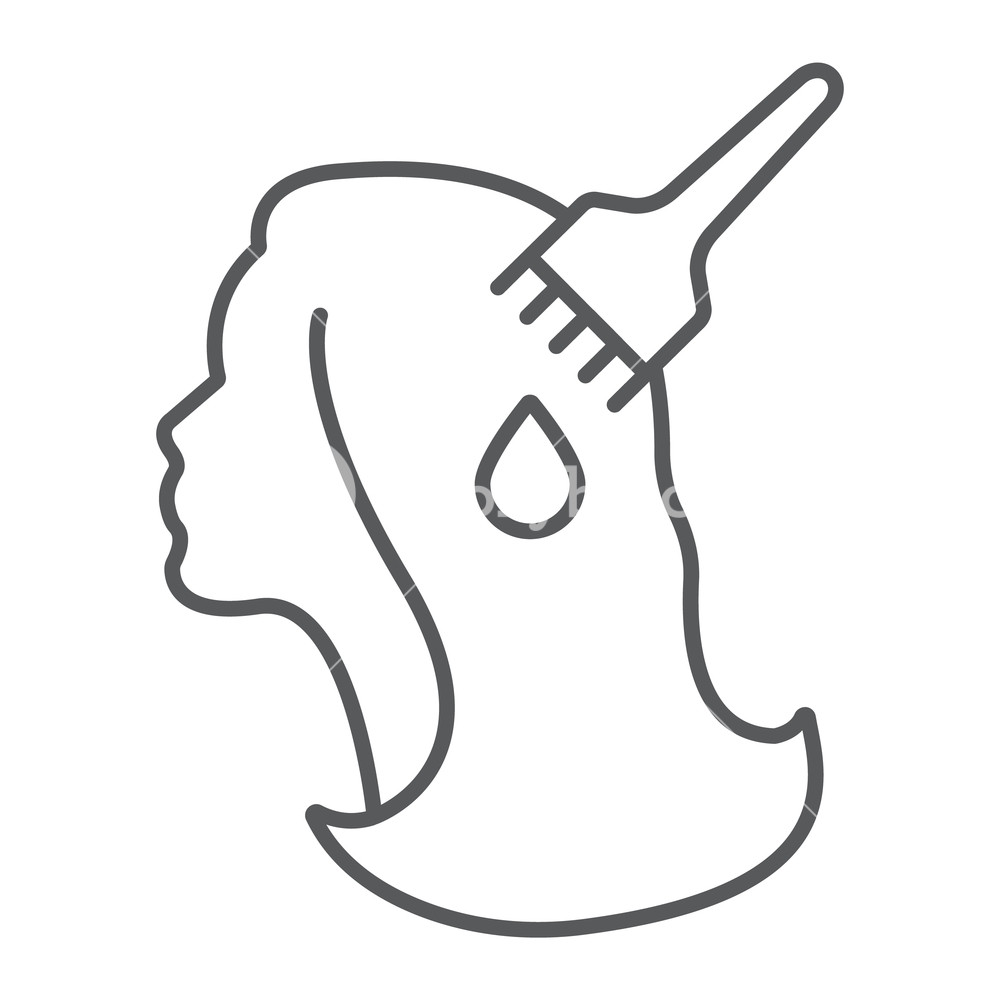 1000x1000 Hair Color Thin Line Icon, Beauty And Hairstyle, Hair Brush Sign