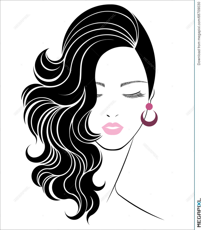 707x800 Long Hair Style Icon, Logo Women Face Illustration