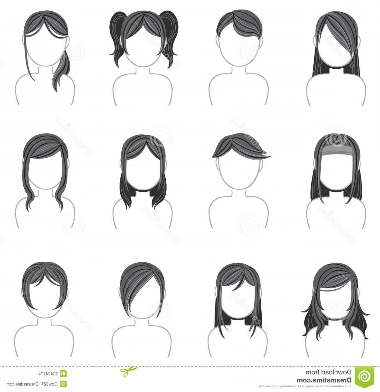 1560x1611 Stock Images Silhouette Hairstyle Icon Collection Set Create