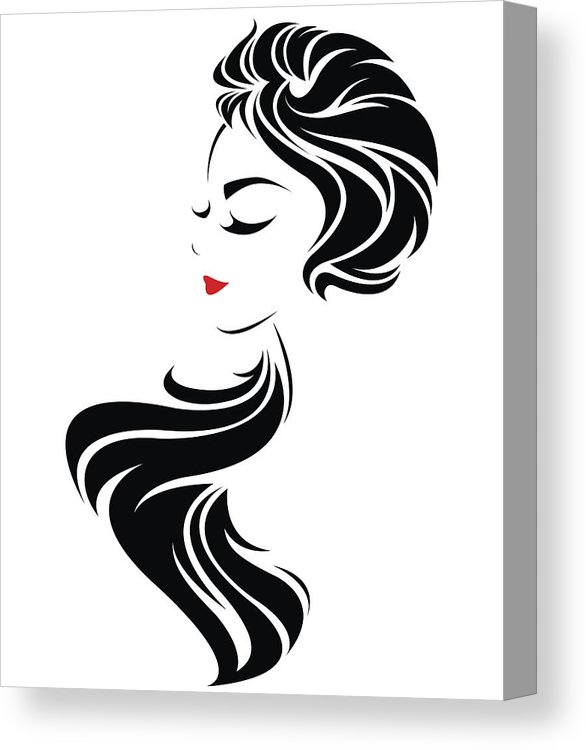 586x750 Women Long Hair Style Icon, Logo Women Face Canvas Print Canvas