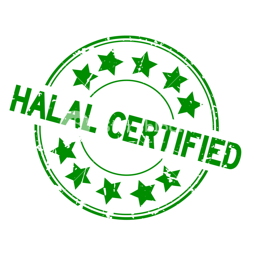 1000x1000 Grunge Green Halal Certified Word With Star Icon Round Rubber Seal