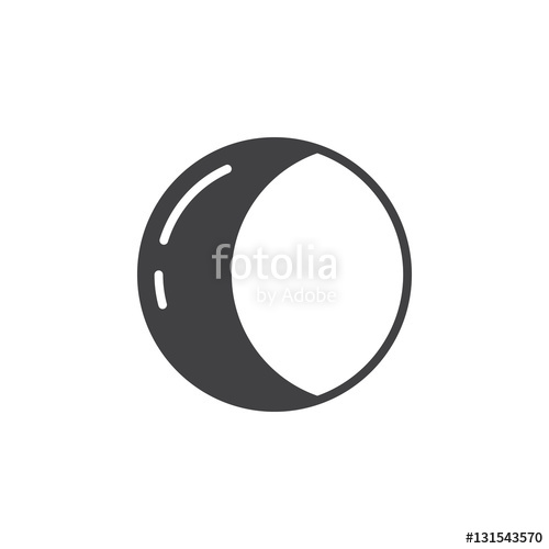 500x500 Half Moon Icon Vector, Filled Flat Sign, Solid Pictogram Isolated