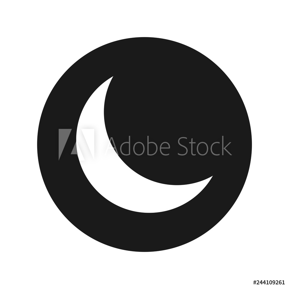 1000x1000 Fotografie, Obraz Crescent Half Moon Icon Flat Black Round Button