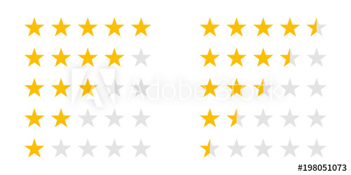 500x250 Rating Stars Icons For Star And Half Rate Vector Review Ranking