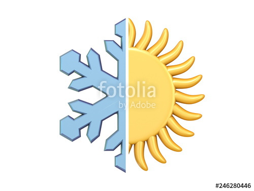 500x375 Weather Icon Half Sun Half Snowflake Stock Photo And Royalty