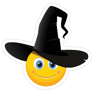 Cute Halloween Witch Hat Emoji Sticker 300x300 Cute Halloween Witch Hat Emoji Sticker