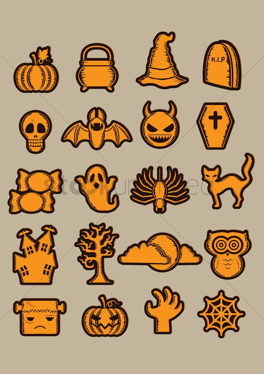 919x1300 Halloween Icon Collection Vector Image