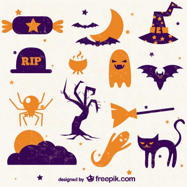 Retro Icons Collection Of Halloween Vector Free Download 626x626 Retro Icons Collection Of Halloween Vector Free Download