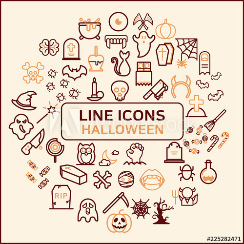 500x500 Halloween Line Vector Icon Pack