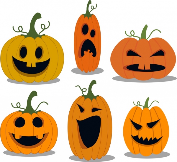 600x549 Halloween Pumpkns Collection Various Emotion Isolation Free