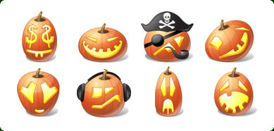 Vista Style Halloween Pumpkin Emoticons Icons Land 389x186 Vista Style Halloween Pumpkin Emoticons Icons Land