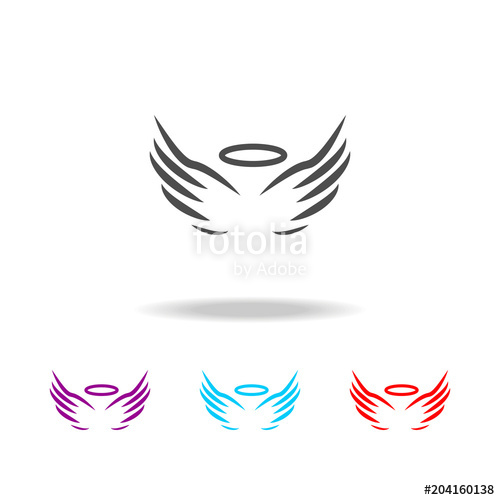 500x500 Angel Wings And Halo Icon Elements Of Angel And Demon In Multi