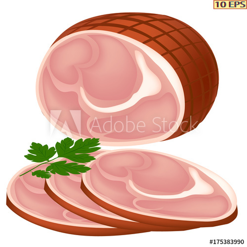 500x500 Ham Icon Smoked Pork Meat Delicacies Ham Pork Isolated On White