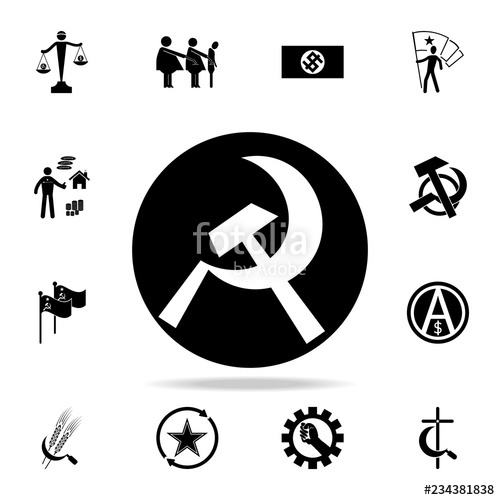 500x500 Sickle And Hammer In A Circle Icon Detailed Set Of Communism