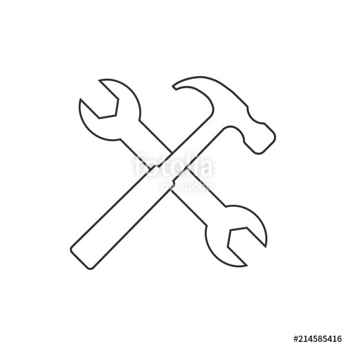 500x500 Hammer And Wrench Icon Vector Illustration, Flat Design Stock