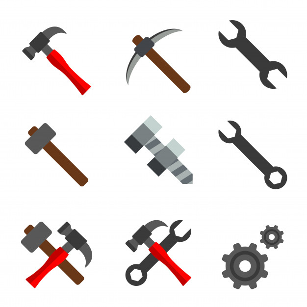 626x626 Hammer Wrench Spanner Gear Element Icon Vector Vector Premium