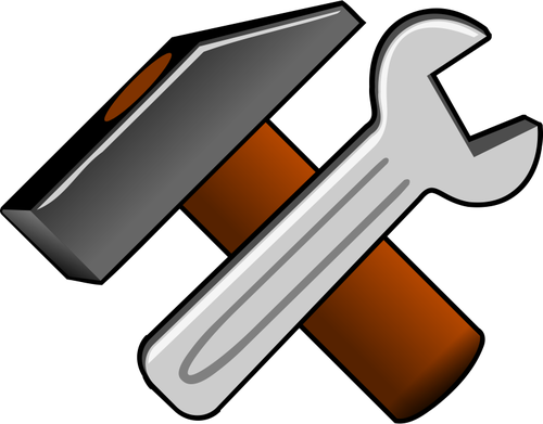 500x391 Vector Clip Art Of Thick Hammer And Wrench Icon