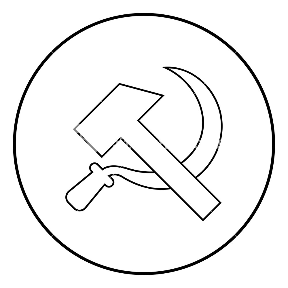 1000x1000 Hammer And Sickle Icon Outline In Circle Black Color Vector