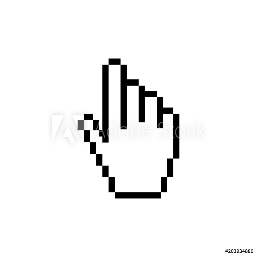 1000x1000 Photo Art Print Pixelated Hand Cursor Icon Vector Stock