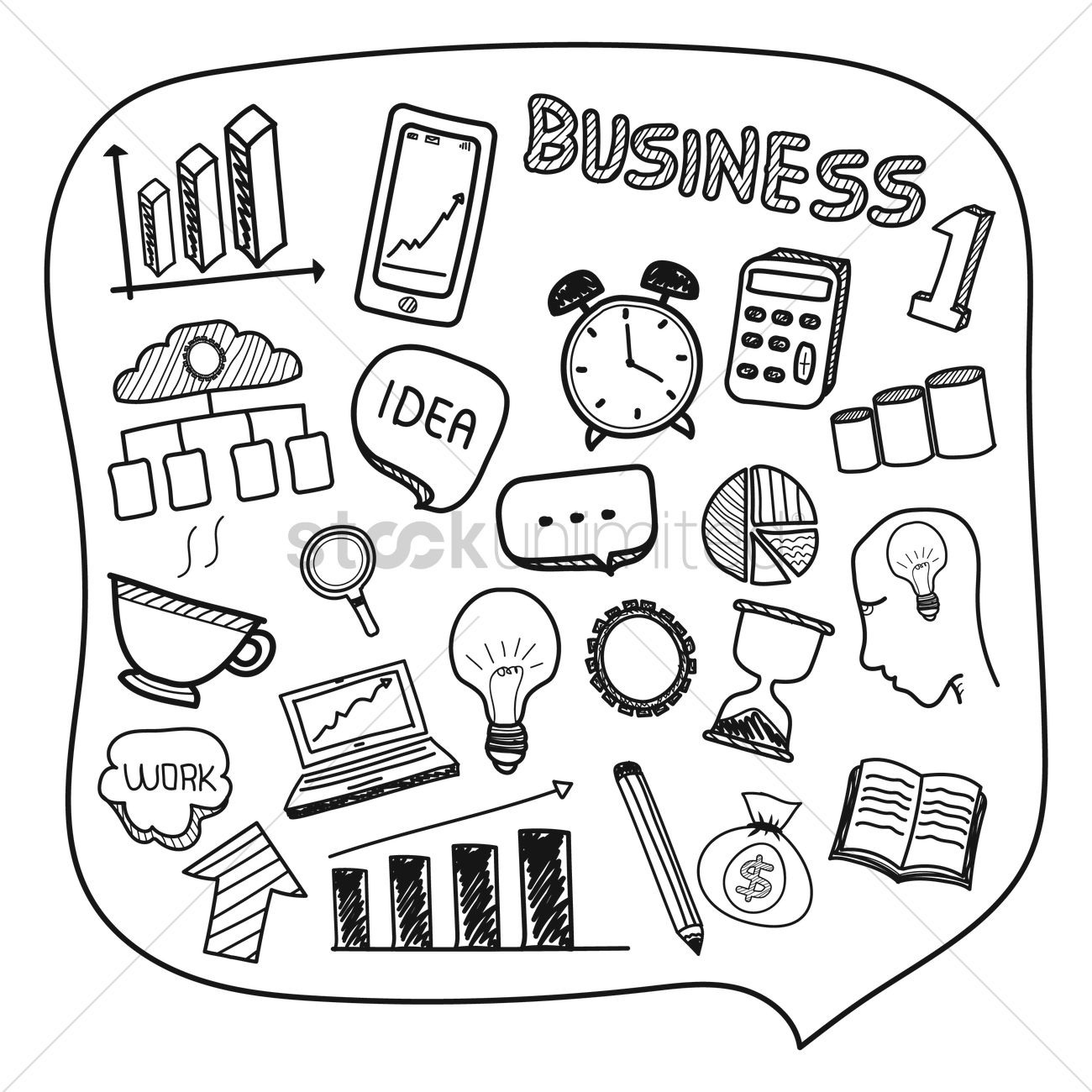 1300x1300 Free Collection Of Hand Drawn Business Icons Vector Image