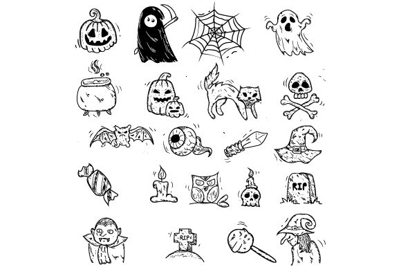 580x386 Hand Drawn Icon Halloween Doodle Vector Graphic