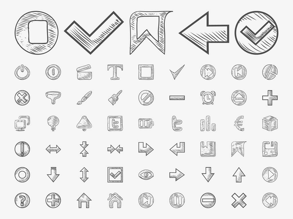 1024x765 Hand Drawn Icons Vector Vector Art Graphics
