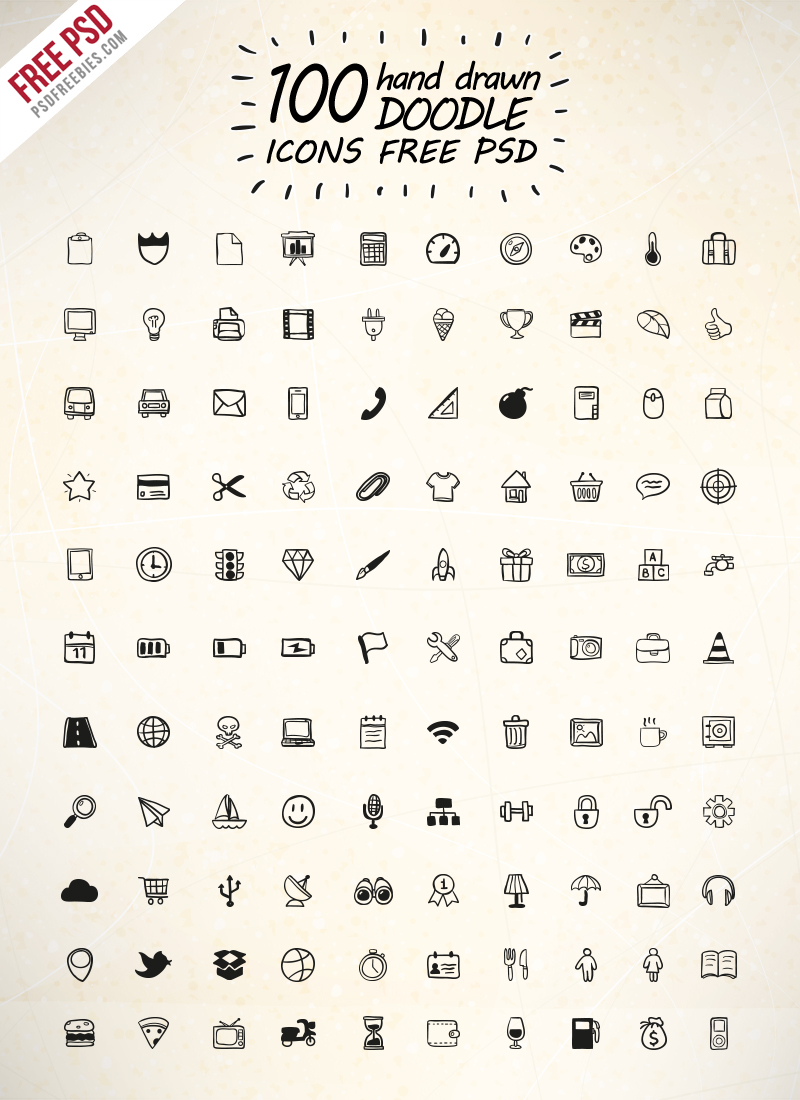800x1100 Hand Drawn Doodle Icons Free