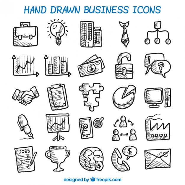 626x626 Hand Drawn Business Icons Vector Free Download