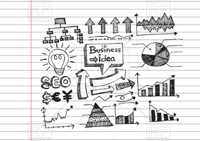 400x283 Concept Hand Drawn Icon Set For Business Process Vector Image