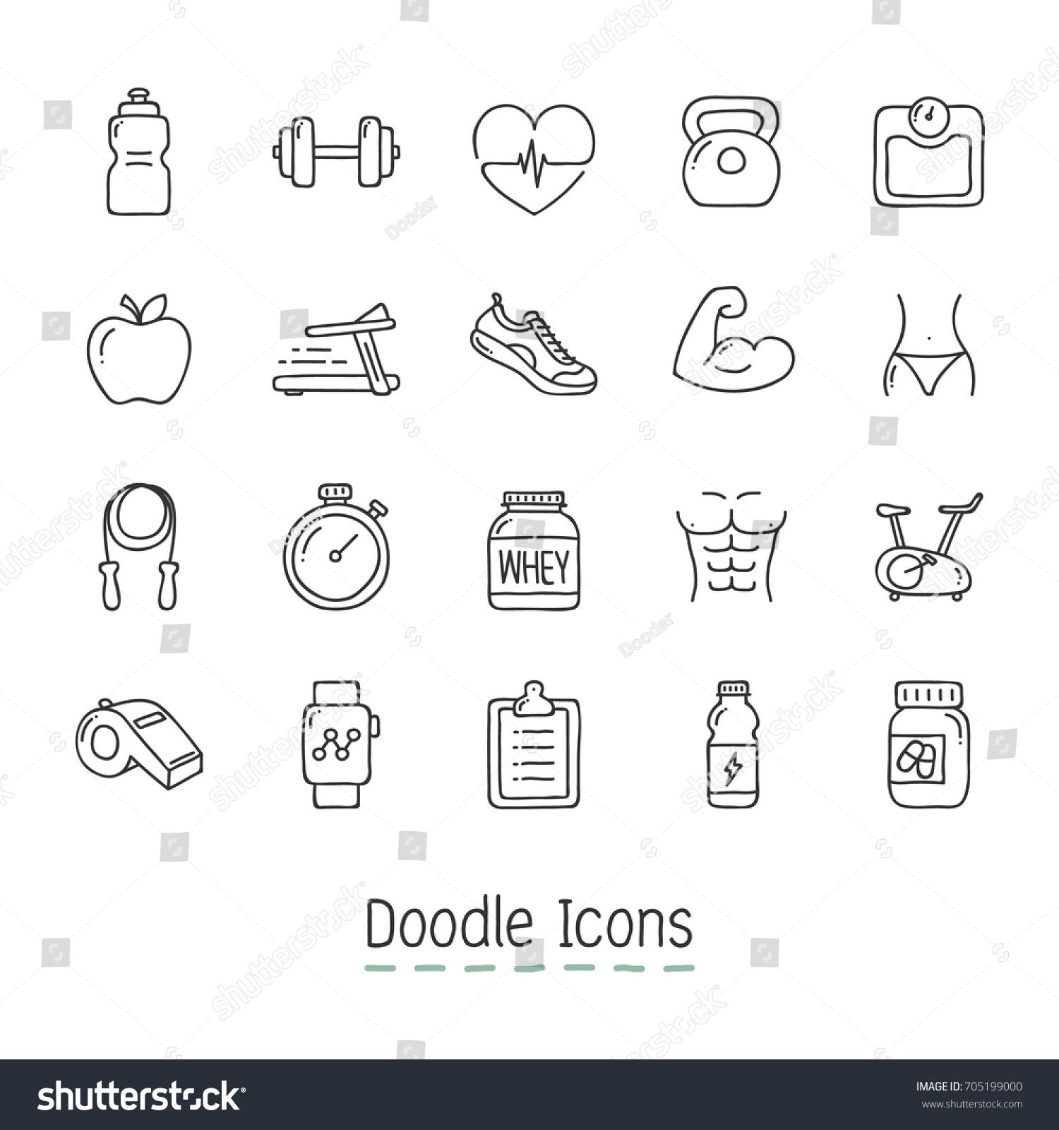1500x1600 Doodle Health And Fitness Icons Hand Drawn Icon Set Myslenie