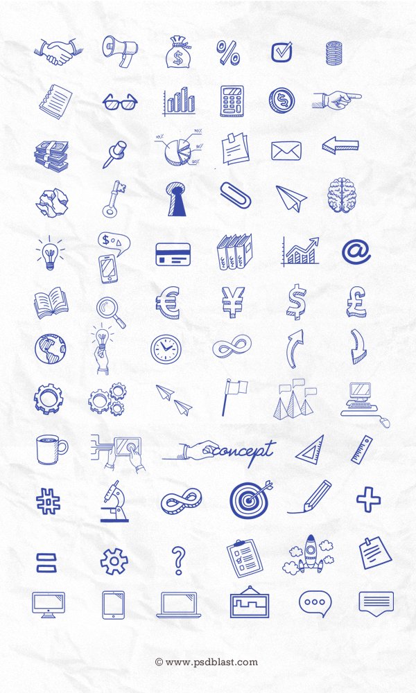 600x1000 Free Hand Drawn Icon Set