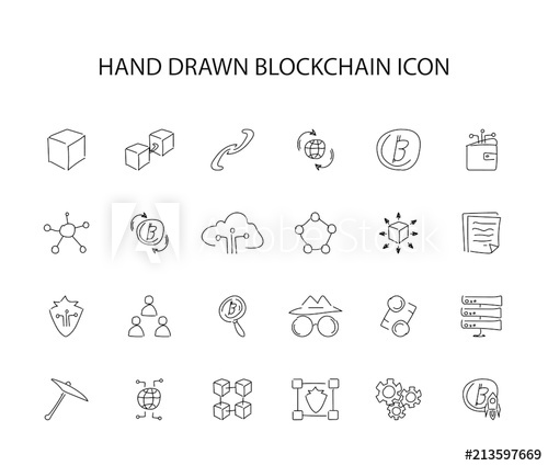 500x425 Hand Drawn Icon Set Blockchain Pack Vector Illustration