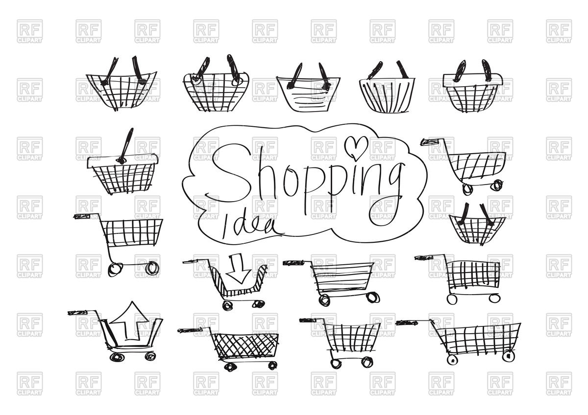 1200x848 Hand Drawn Shopping Cart Icon Set Vector Image Of Icons