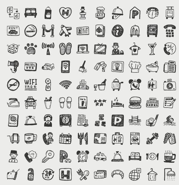 600x621 Hand Drawn Travel Icons Set Free Download
