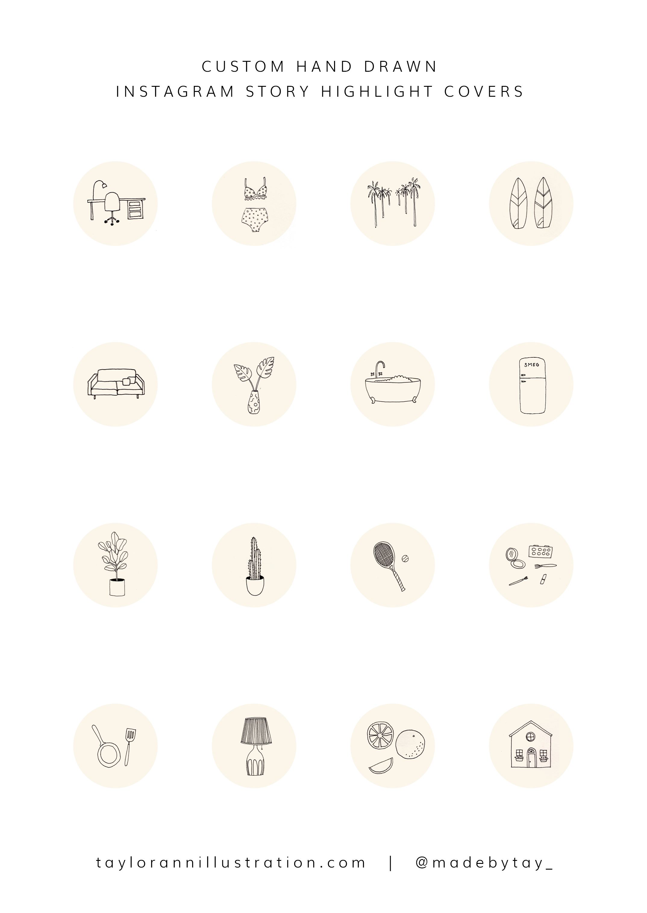 2148x3030 Custom Instagram Story Highlight Covers Hand Drawn Insta Icons