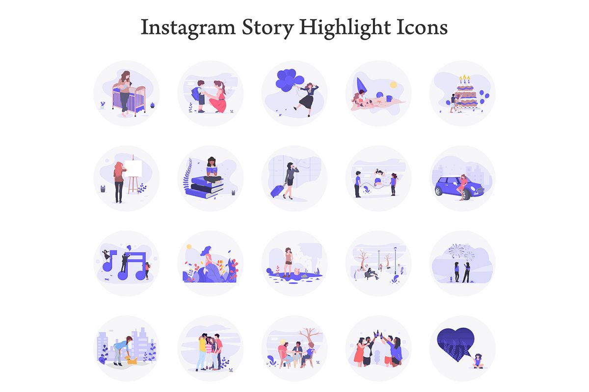 1200x800 Hand Drawn Instagram Story Highlight Icons