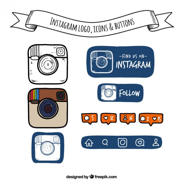 626x626 Hand Drawn Instagram Logo, Icons And Buttons Vector Free Download