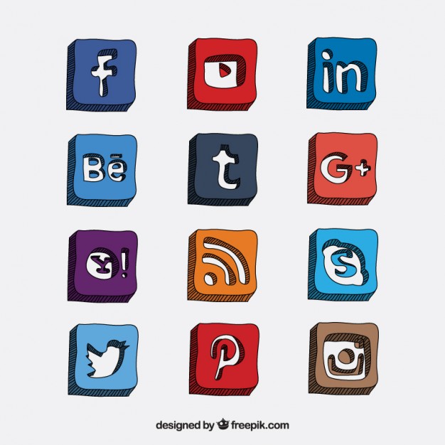 626x626 Hand Drawn Social Media Icons In Style Vector Premium Download