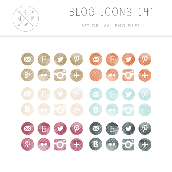 600x600 Hand Drawn Chalkboard Social Media Blog Icons